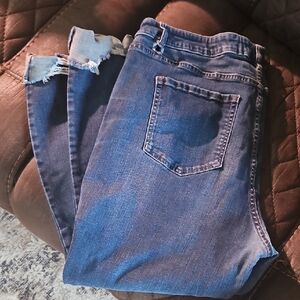 Lane Bryant Blue Distressed Ankle Jeans